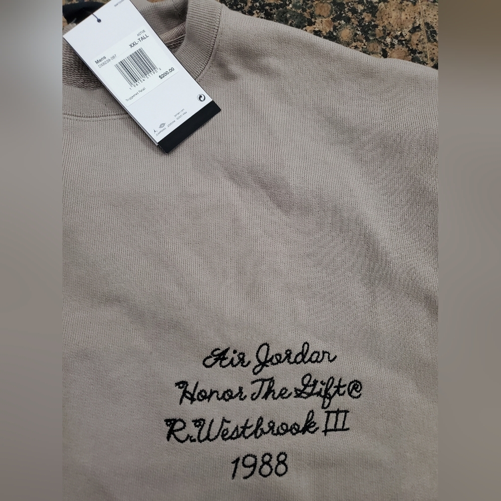 Rare Jordan x HTG SS23 Sweatshirt Asia Version Men's Gray DX6239-087 Sz XXL-Tall